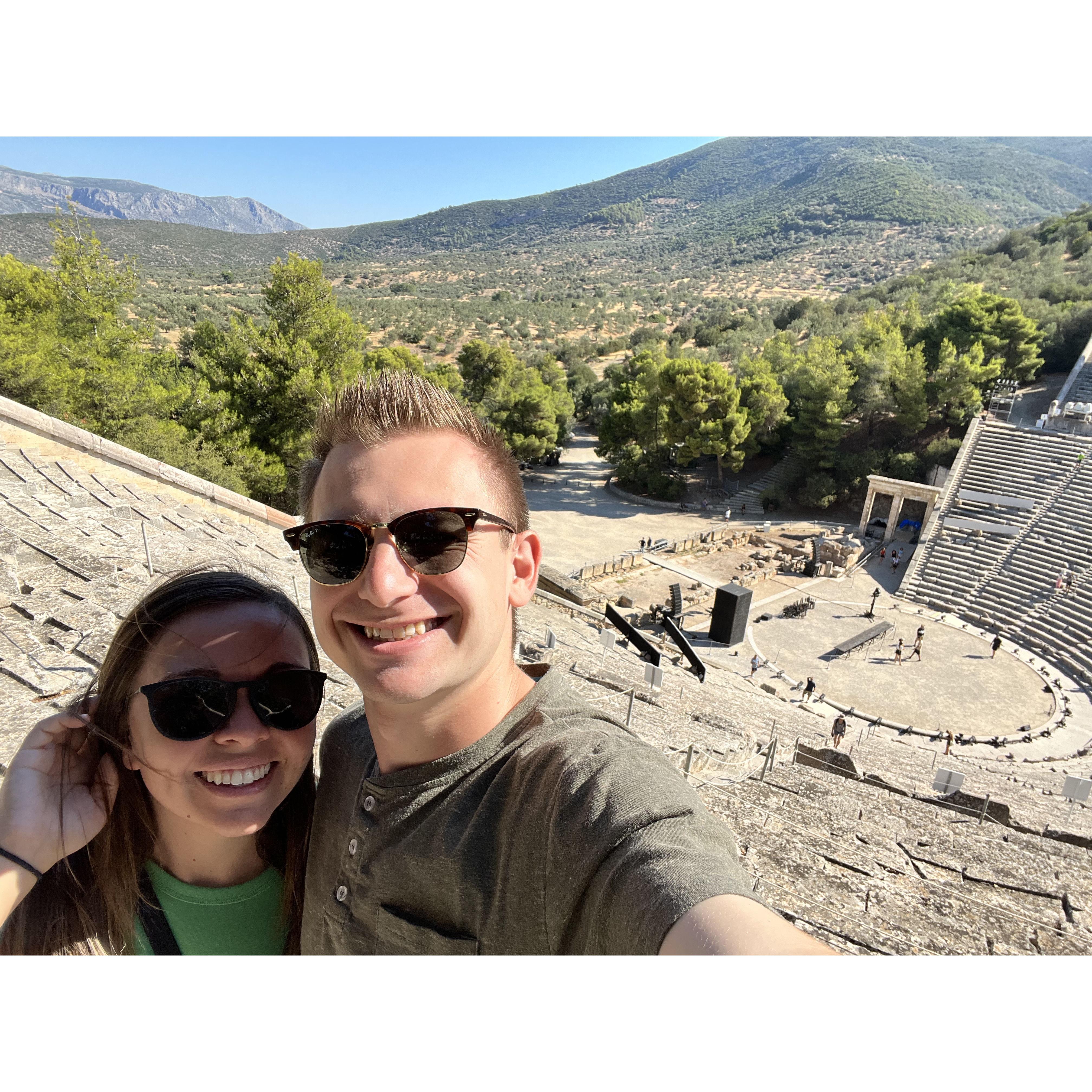 Ancient theater at Epidaurus, a couple of days after Toby proposed!