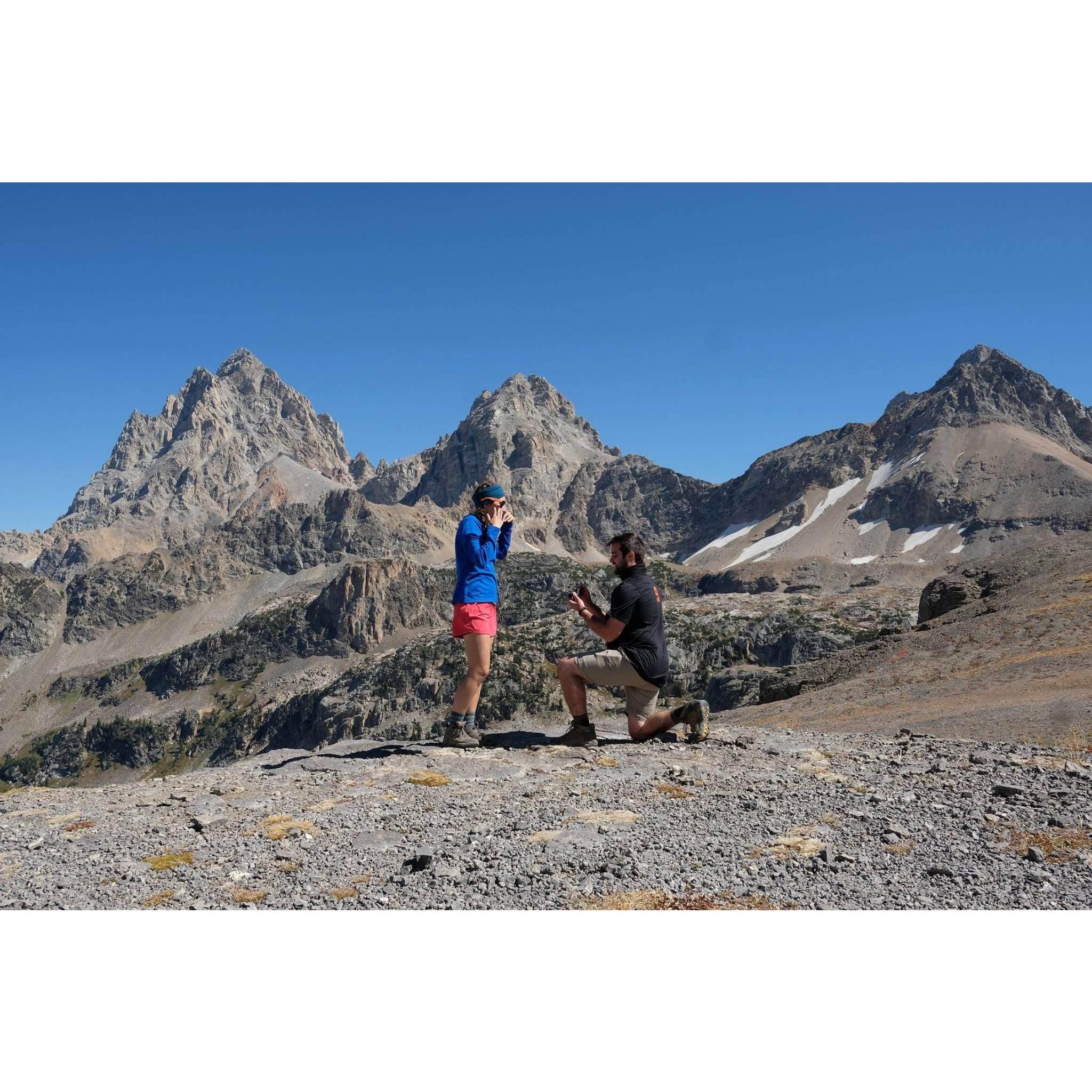 After a grueling climb on day 3 of our 5 day backpacking trip in Wyoming he asked and I said yes!