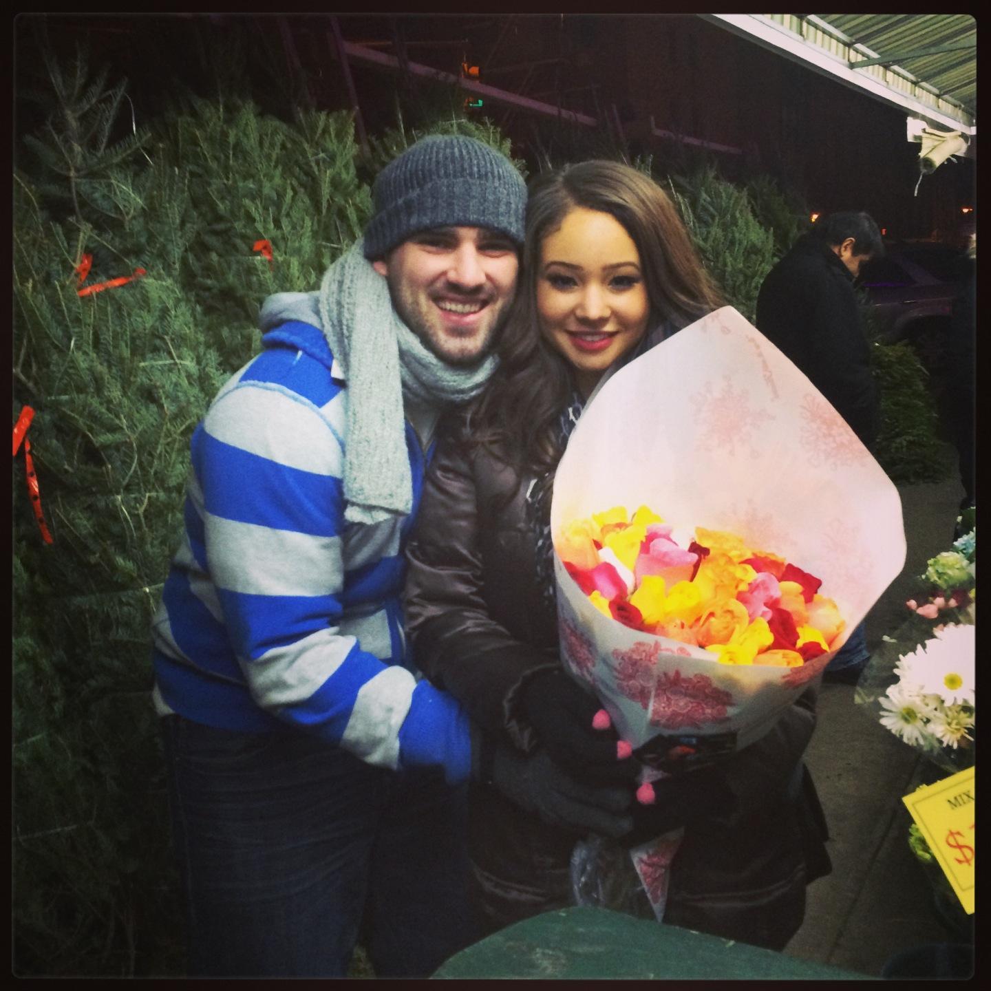 Four dozen bodega roses during Christmas in NYC