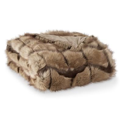 Williams Sonoma Chevron Wolf Faux Fur Throw, Brown
