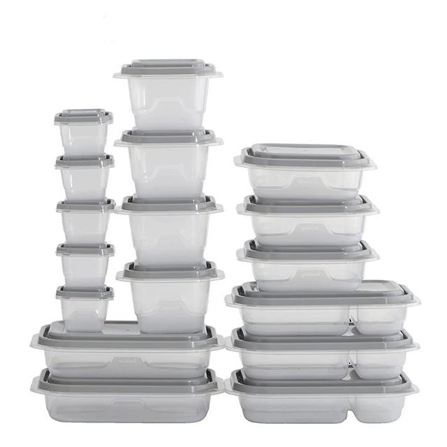 GoodCook EveryWare Set of 17 BPA-Free Plastic Food Storage Containers with Lids (34 Pieces Total), Clear/Grey