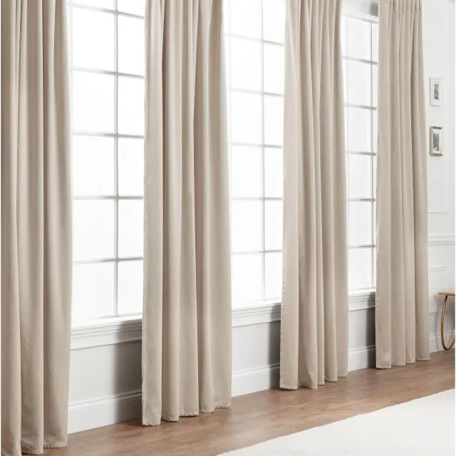 Chanasya 2pk Solid Velvet Room Darkening Blackout Privacy Window Curtain Panels - Set of 2 - 52 x 108 Inches Long - Beige