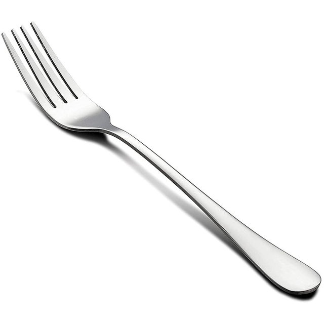 LIANYU Dinner Forks Set of 12, 8 Inches Large Stainless Steel Silver Forks, Metal Silverware Flatware Cutlery Set, Mirror Finish & Dishwasher Safe