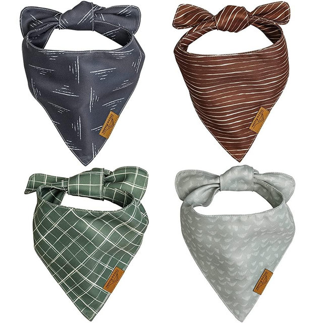 Remy+Roo Dog Bandanas - 4 Pack | Logan Set | Premium Durable Fabric | Unique Shape | Adjustable Fit | Multiple Sizes Offered (Large)