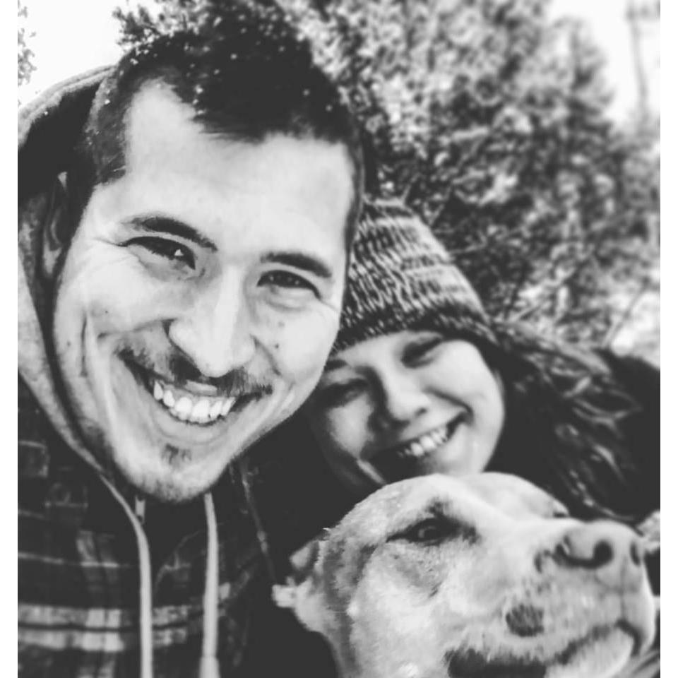 Our first Christmas Tree hunt with our sweet little pound pup.