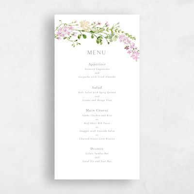 Flamingo, Pink Wedding Menu - Rydal