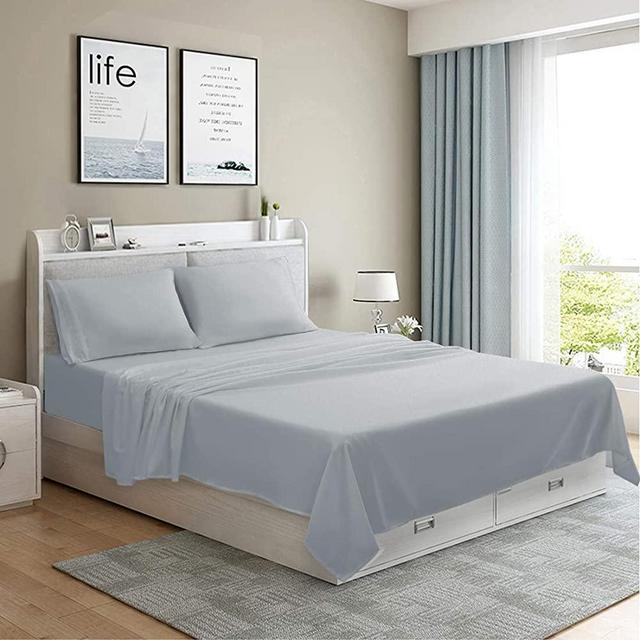 MOONCAST 4 Pieces King Bed Sheet-Extra Soft and Hotel Luxury Feeling-Durable Machine Washable Microfiber-Gray Bed Sheet Set(King,Gray)