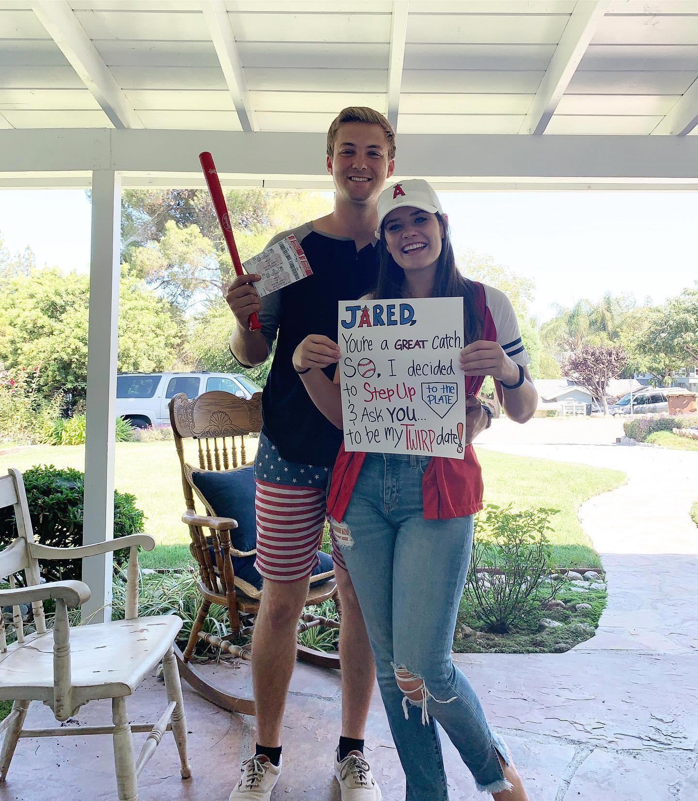 Katie asking Jared to her school's sadies event, Go Angels!
