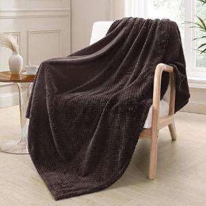 Exclusivo Mezcla Fleece Throw Blanket Extra Large, Super Soft and Warm Blankets for Couch, Sofa and Bed Waffle Textured, Cozy, Fuzzy and Lightweight (Coffee, 50x70 Inches)