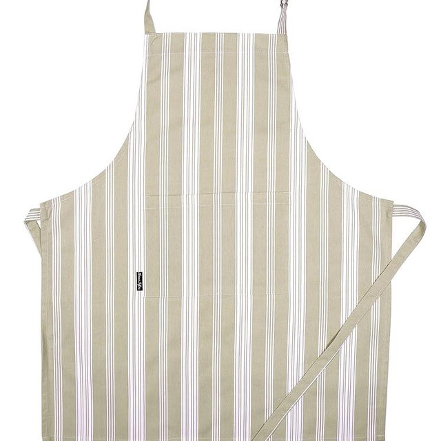 AMOUR INFINI Cotton Striped Aprons for Women with Pockets - Adjustable Strap and Waist Ties Printed Apron for Baking, Cooking, Gardening (27.5 x 33 Inches - Tan)