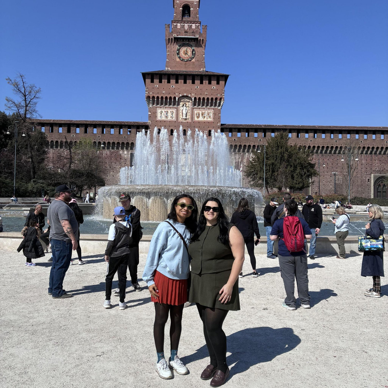 In front of the wedding cake fountain in Milan, Italy!