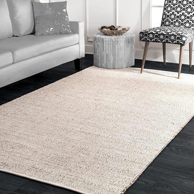 S & L Homes Jute Cotton Hand Woven Natural Farmhouse Area Rug for Living Room - Rustic Vintage Bohemian Décor - (8' x 10' Natural)