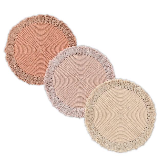 Folkulture Pot Holders for Kitchen, Hot Pads or Trivets for Hot Dishes Pots and Pans, Stylish Mats for Wooden Table or Modern Farmhouse or Easter Decor, Set of 3, 100% Cotton, 8.5-inch, Moana Brown