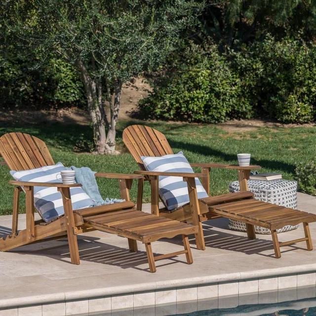 Hayle Reclining Wood Adirondack Chair (Set of 2) in brown