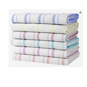 Zeppoli Classic Kitchen Towels - 6 Pack 100% Natural Cotton Towel Set