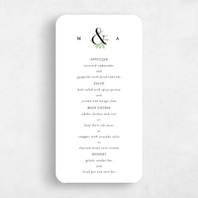 White Rounded Wedding Menu - Jackson