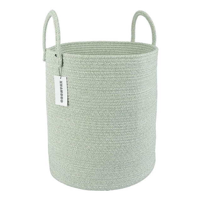 XUANGUO Cotton Rope Laundry Basket Hamper for Clothes Woven Storage Basket for Living Room Bedroom Boho Tall Rope Baskets for Blanket Toys Pillow Towels Baby Nursery Hamper Bin green