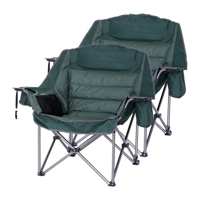 MUKE Oversized XL Padded Camping Chair with Cupholder, Cooler & Carry Bag, Heavy Duty 400lb, Outdoor Lounge Chair for Camping & Picnic