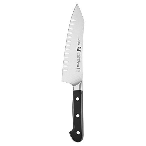 ZWILLING J.A. Henckels 38418-183 Pro 7 Hollow Edge Rocking Santoku Knife, Silver