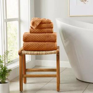 Cotton Quick-Dry Diamond Textured Towel 6-Piece Set, Copper - Great Bay Home