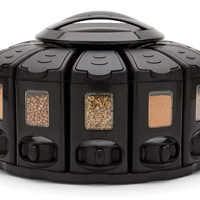 Kitchen Art Select-A-Spice Auto-Measure Pro Carousel 12 Compartments Black