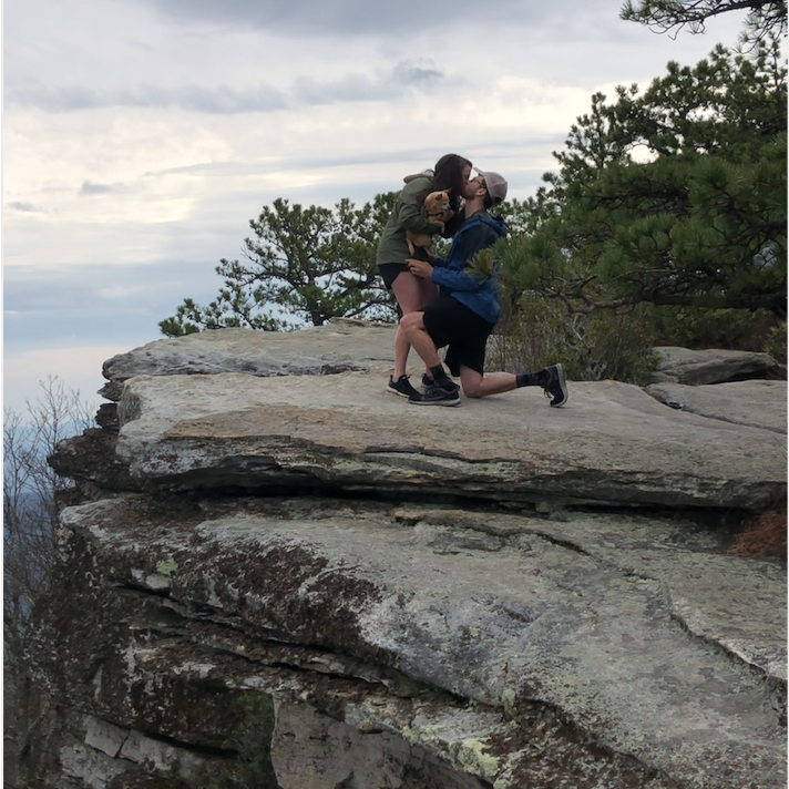 Caleb strategically placed me near the edge of a cliff so that if I said no, he could push me off and I'd still be spending the rest of my life with him. 😂 Smart man.