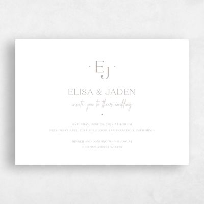 Dusty Blue Wedding Invitation - Bayway Landscape Letterpress