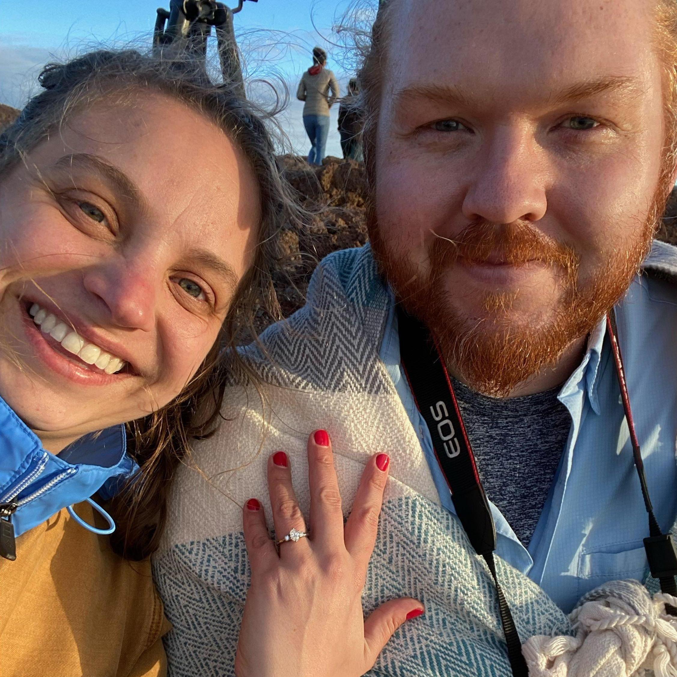 2023, in the frigid air at Haleakala National Park, Eric asked Hannah to spend her life with him. Hannah said yes