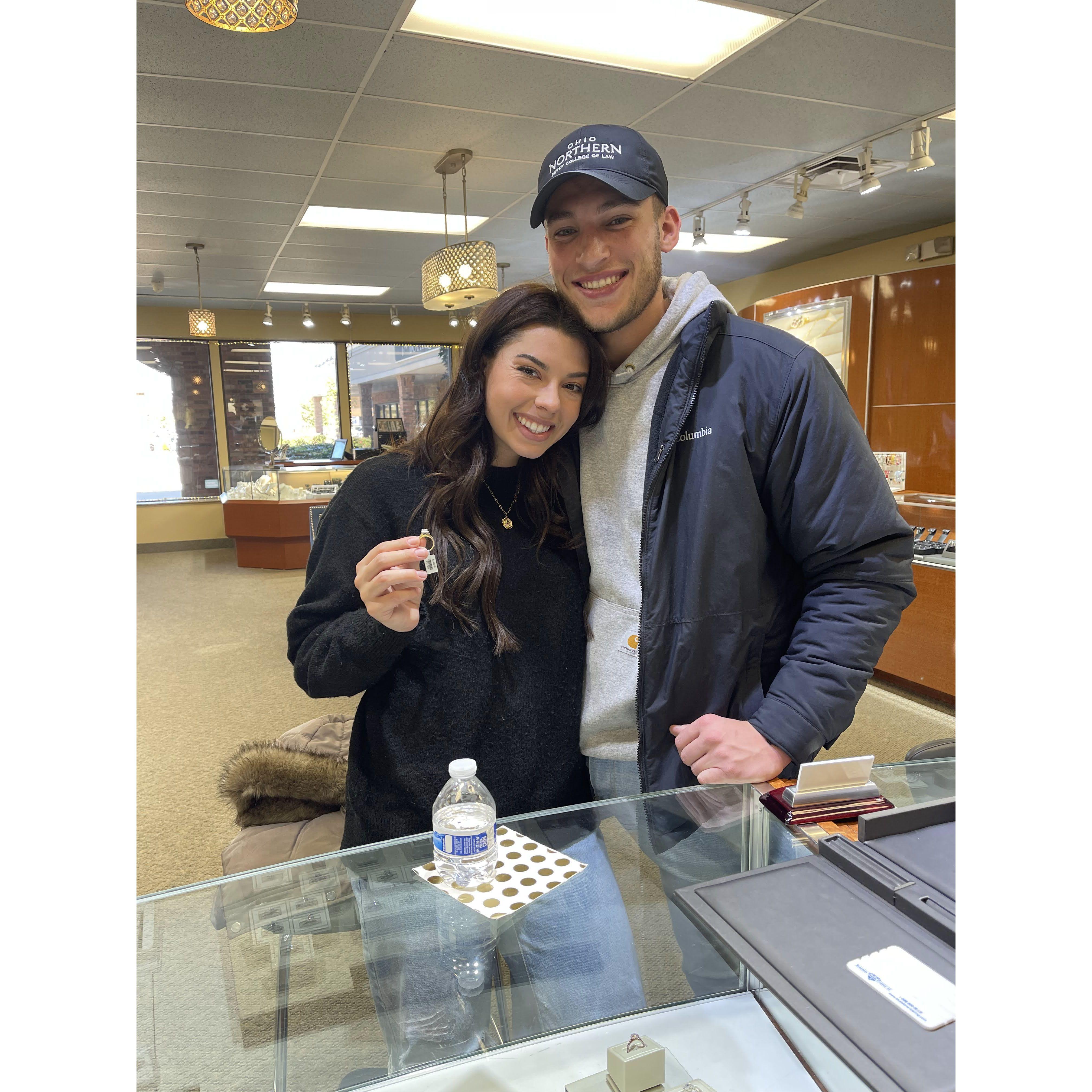 The first time we went ring shopping and Luke got an idea of what Abby wanted in a ring... that wouldn't come until six months later