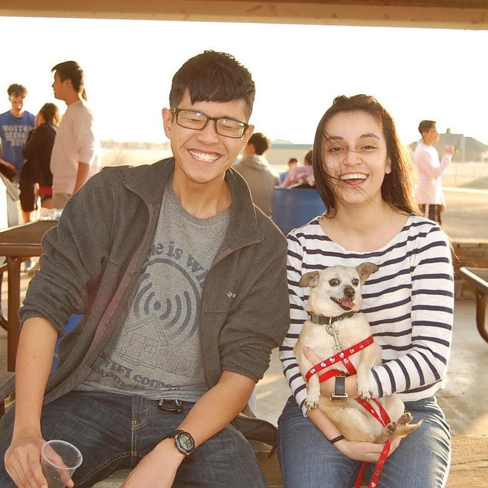 Our first photo together, featuring Cloe (Rest in peace)