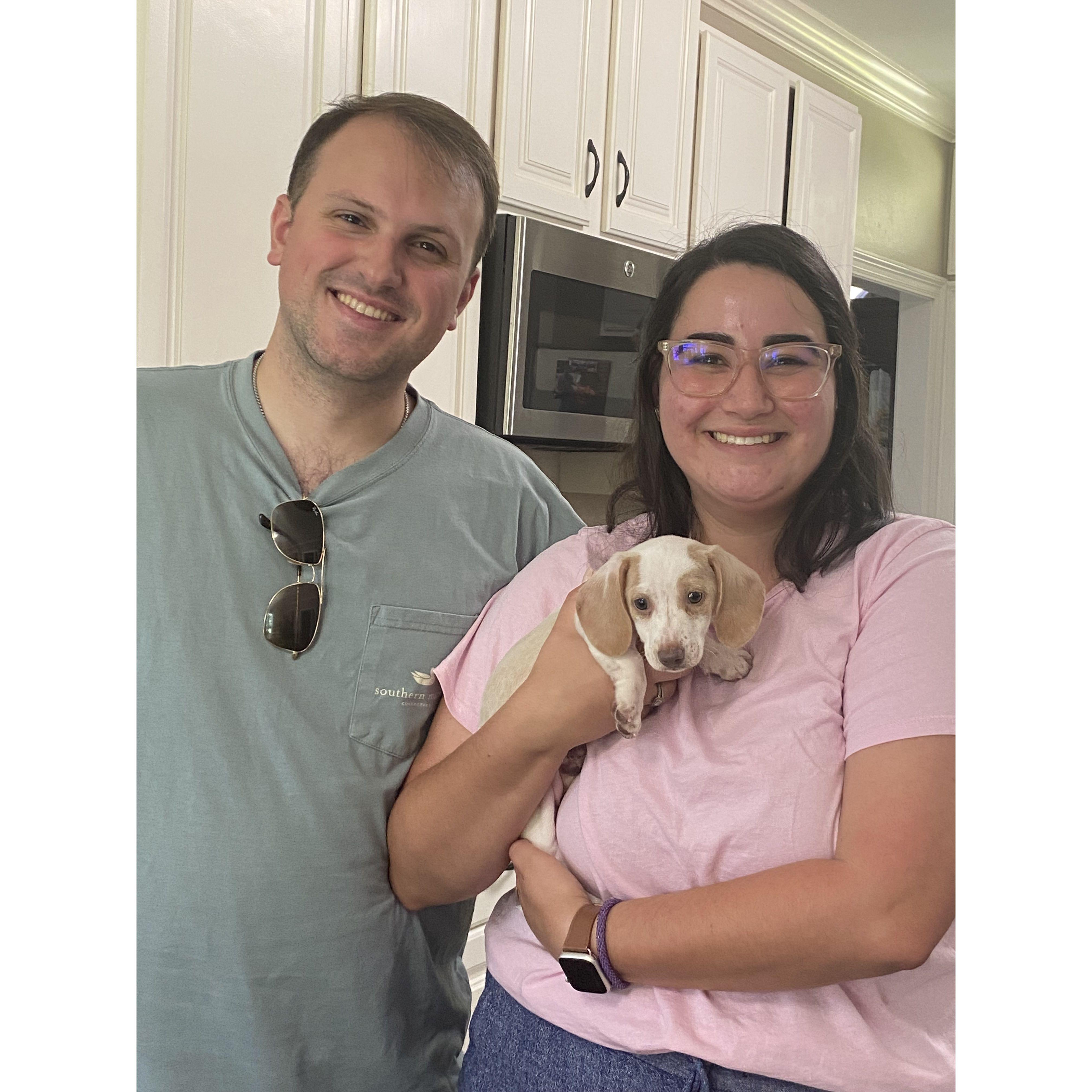 The day we picked up our little baby, Daisy.