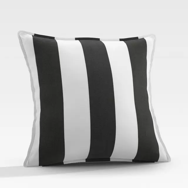 Sunbrella ® 20" Black Cabana Stripe Outdoor Pillow