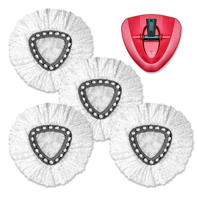 4 Pack Mop Replacement Head for O Cedar EasyWring Mop Refills Compatible with Triangle Spin Mop - Microfiber Mop Easy Cleaning Floor Head Mop for Floor Cleaning Includes 1 Rotating Mop Base