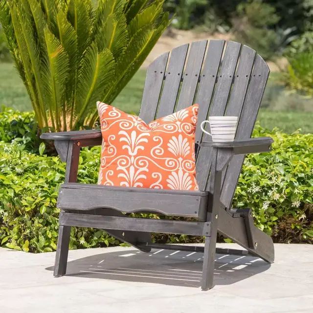 Obadiah Dark Grey Folding Acacia Wood Adirondack Chair