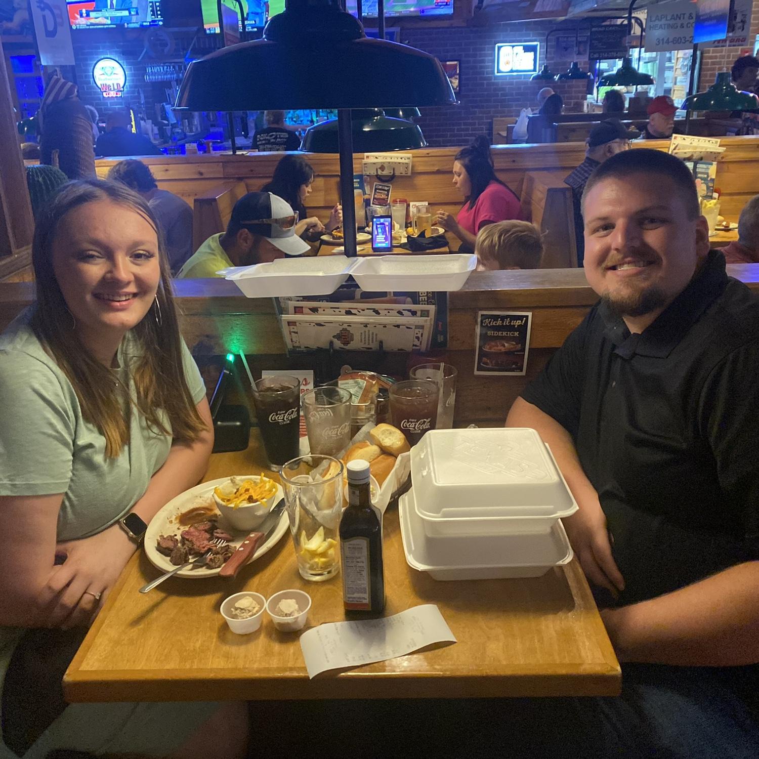 post engagement dinner at the same place we had our first date