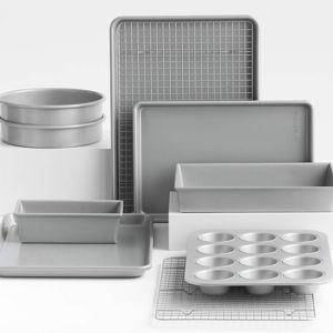 Crate & Barrel Slate Blue 10-Piece Non-Stick Bakeware Set + Reviews | Crate & Barrel