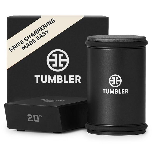 TUMBLER Pro Rolling Knife Sharpener™ - Knife Sharpening Made Easy - Rolling Knife Sharpening Kit with Removable Disc System - Includes 4-Layer Diamond Sharpening Disc & EdgeBoost Ceramic Disc (Black)