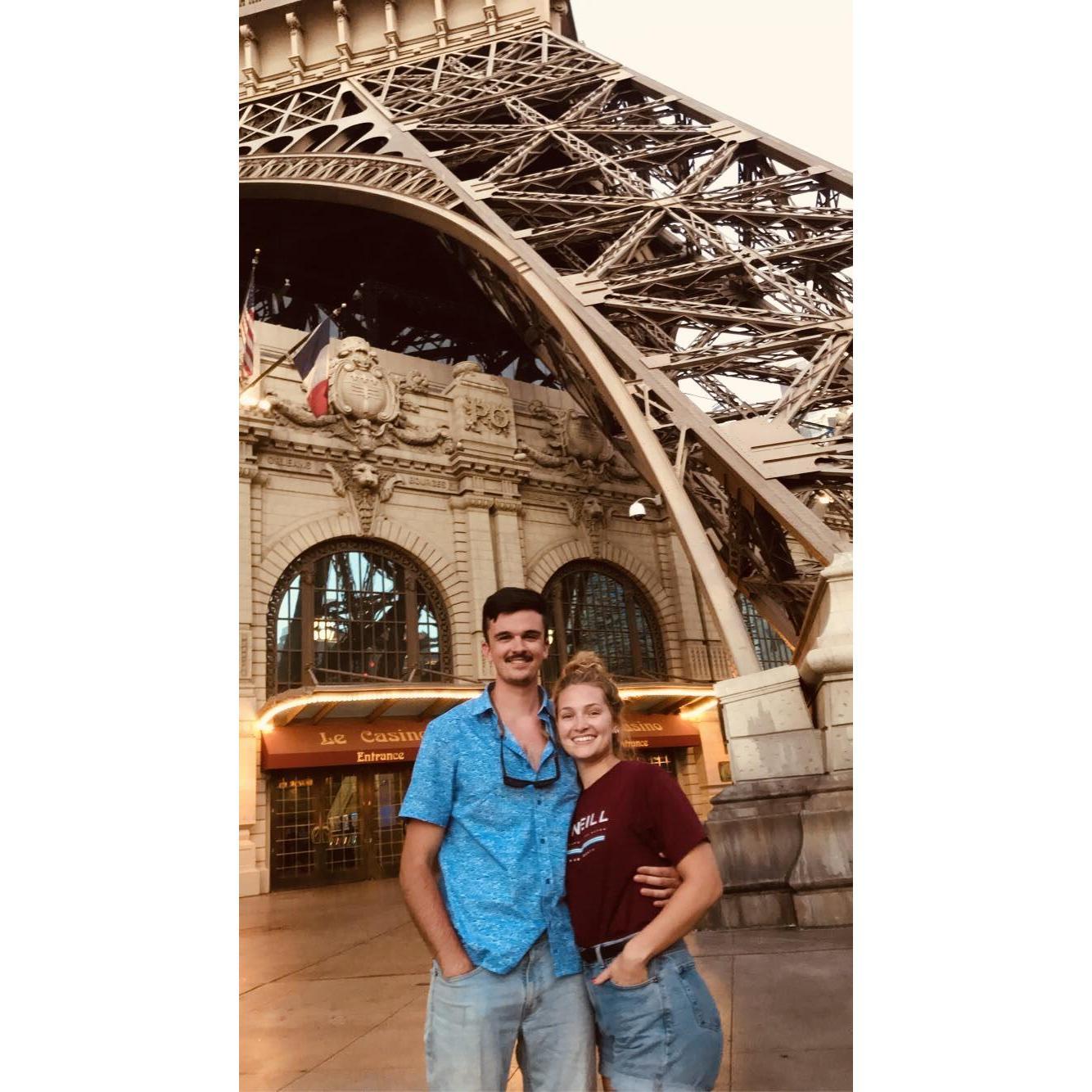 Paris or Las Vegas? Madi got heat exhaustion that day and nearly passed out. She was very grumpy!