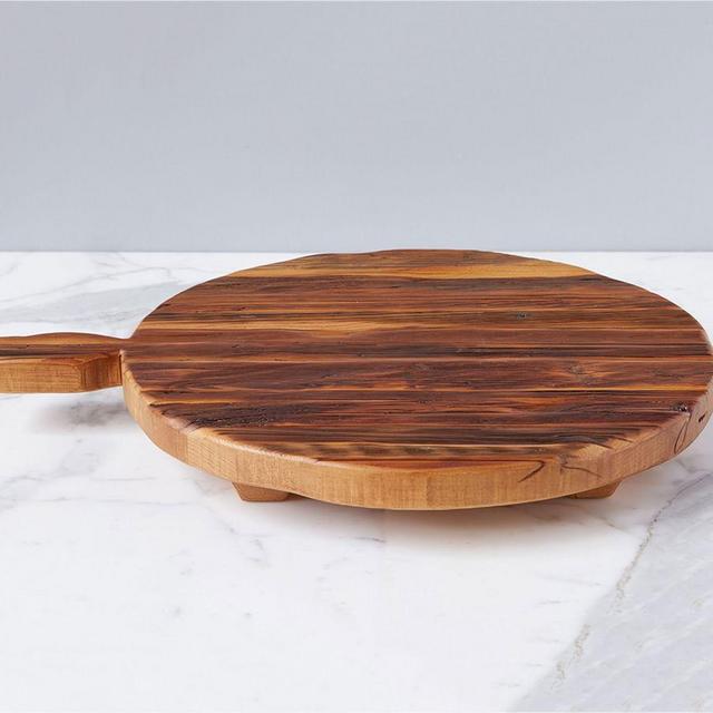 Reclaimed Wood Oversized Footed Serving Board, Round