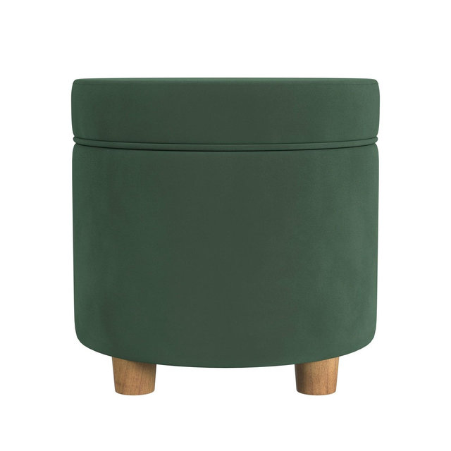 Round Storage Ottoman Loden Green Velvet - HomePop