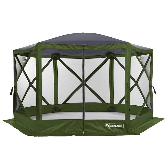 Lightspeed Outdoors Pop-Up 6-Sided Screen Shelter, Camping Gazebo, Green