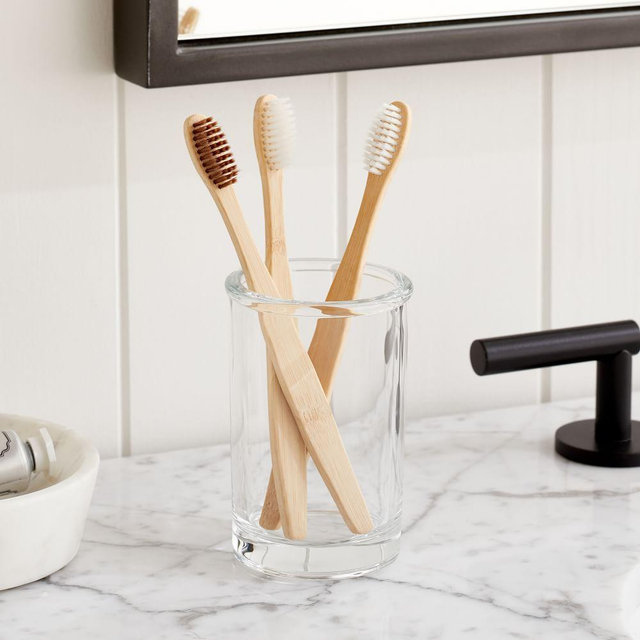 Apothecary Glass Bath Accessories, Clear, Toothbrush Holder