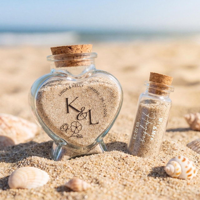 Honeymoon Sand Bottle, Small Travel Memory Sand Jar, Vacation Sand Keepsake, Wedding Bridal Shower Bottle, Mr and Mrs Honeymoon Gifts