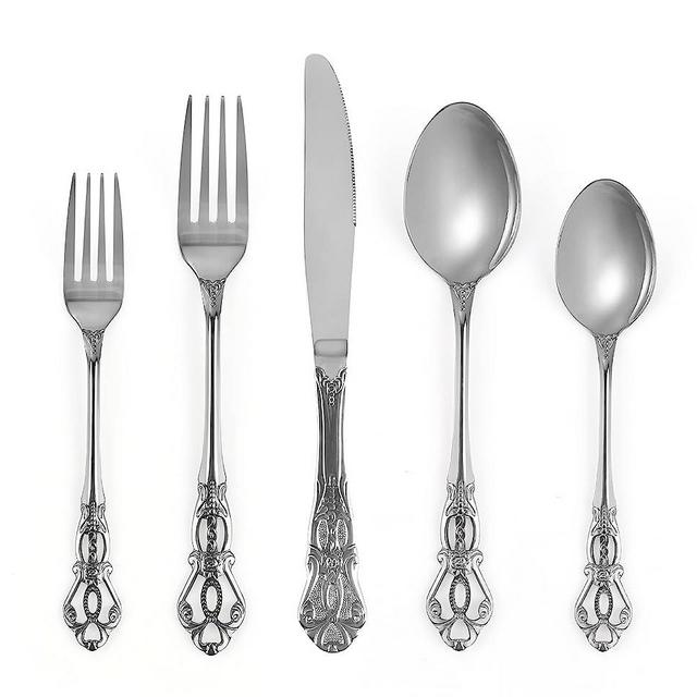 Runfly Gorgeous Retro Royal Stainless Steel 20 Pieces Flatware Set, Silverware Set, Anti-rust Stainless Steel Cutlery Set Utensils Including Fork Spoon and Knife
