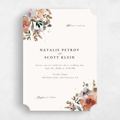 Beige Ticket Wedding Invitation - Fenella Portrait