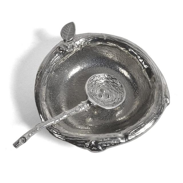 Crosby & Taylor Pewter 2.5-inch Salt Dish with Bird's Nest Spoon