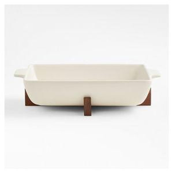 Oven-to-Table Rectangle Baking Dish with Wood Trivet + Reviews | Crate & Barrel
