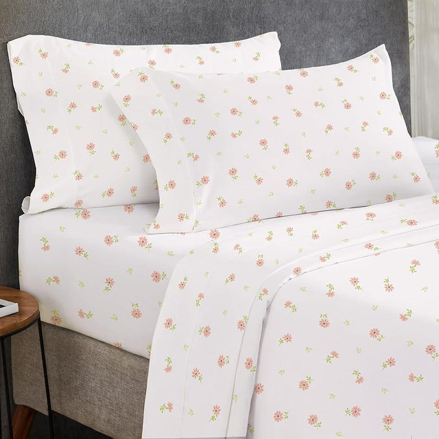 California Design Den Floral Queen Sheet Set, 400 Thread Count 100% Cotton Sateen 4 Pc Queen Bed Sheets, Deep Pocket Sheets & Pillowcase Set - Soft Floral