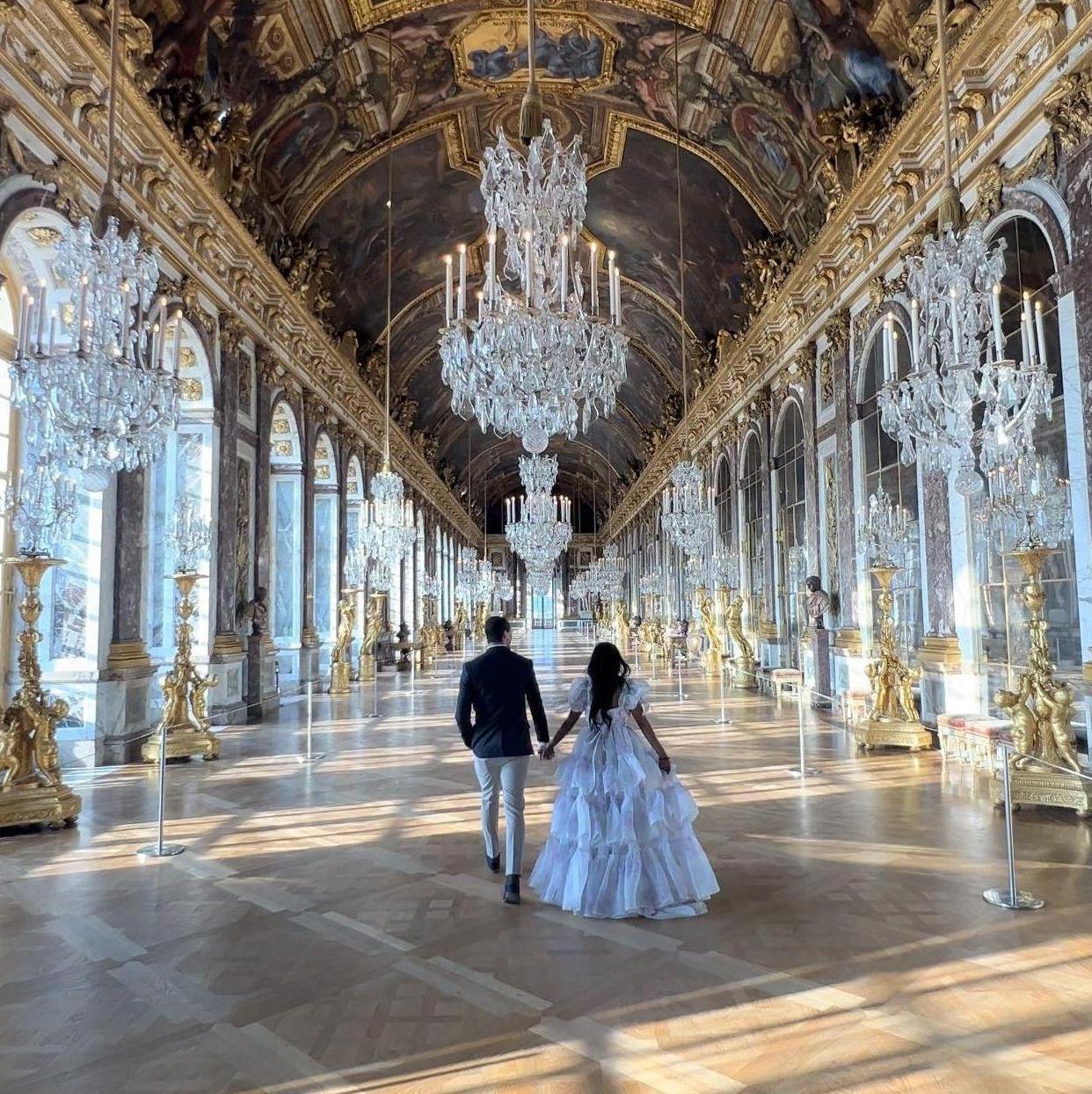 Moments before the proposal in Versailles.