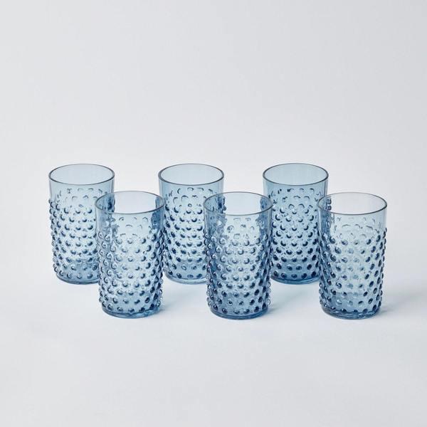 Hobnail Navy Glasses (Set of 6)